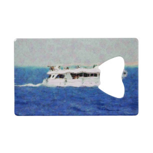Boat painting credit card bottle opener