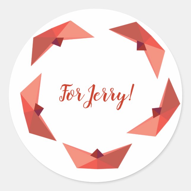 Boat, Paper Hat, Custom name sticker (Front)