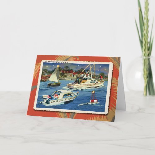 Boat Parade Retro Christmas Card
