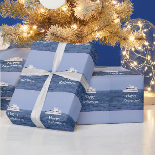 Boat Photo Retirement Wrapping Paper