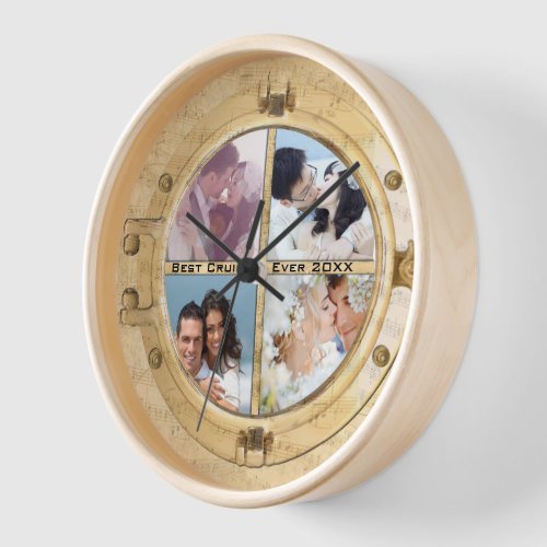 Boat Porthole Honeymoon Photo Best Cruise Ever Wall Clock