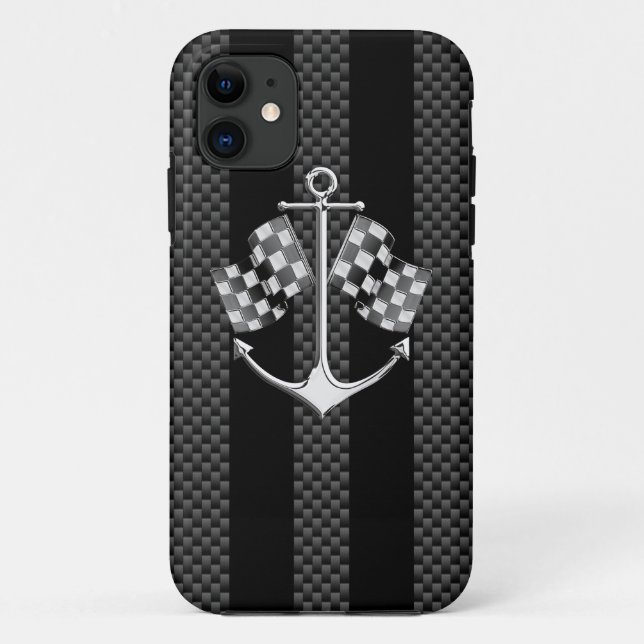 Boat Racing Nautical Carbon Fiber Chrome Styles Case-Mate iPhone Case (Back)