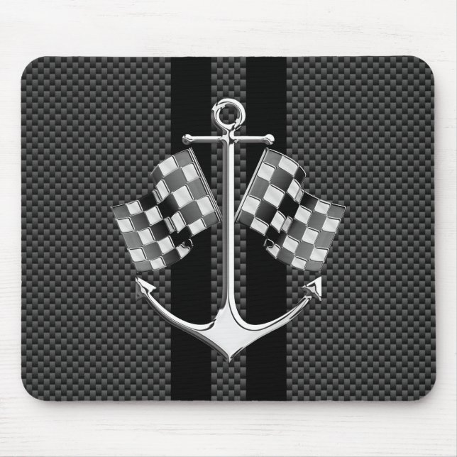 Boat Racing Nautical Carbon Fiber Chrome Styles Mouse Pad (Front)