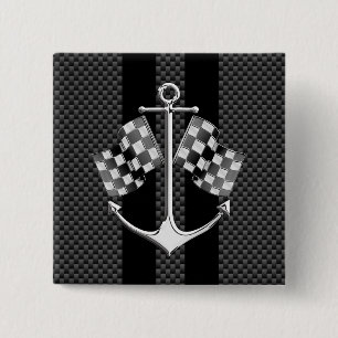 Boat Racing Nautical Carbon Fiber Chrome Styles Pinback Button