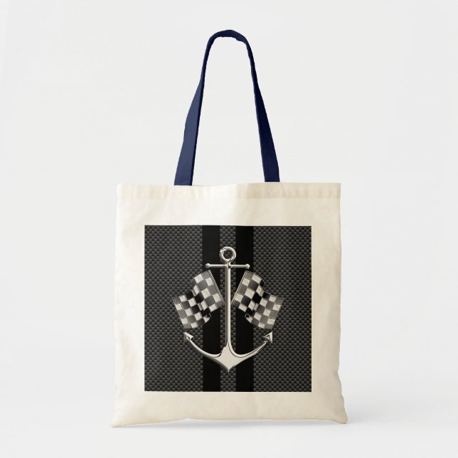 Boat Racing Nautical Carbon Fiber Chrome Styles Tote Bag (Front)