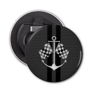Boat Racing Nautical in Black Carbon Fiber Style Bottle Opener