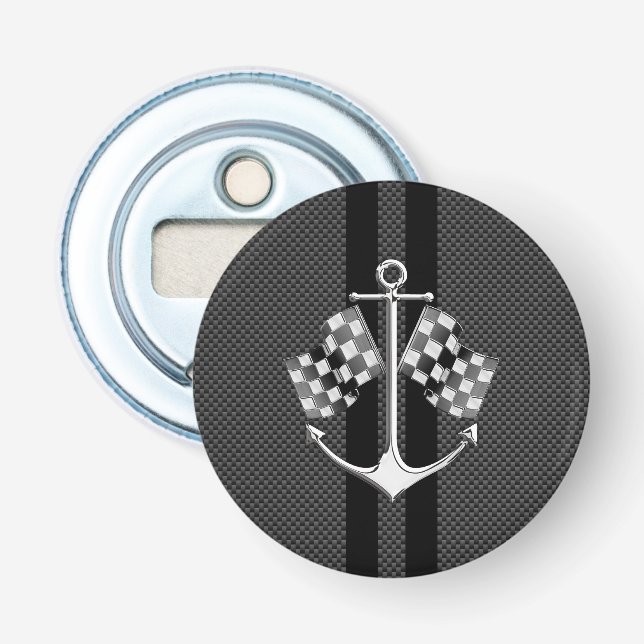 Boat Racing Nautical in Black Carbon Fiber Style Bottle Opener (Front)