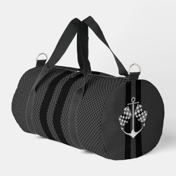Boat Racing Nautical In Black Carbon Fiber Style Duffle Bag by CaptainShoppe at Zazzle