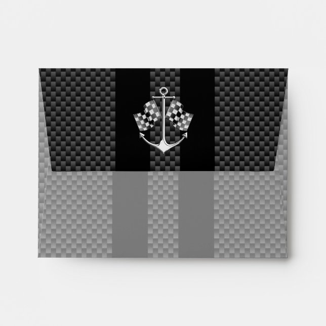 Boat Racing Nautical in Black Carbon Fiber Style Envelope (Back (Top Flap))