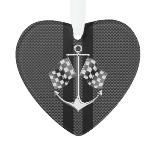 Boat Racing Nautical in Black Carbon Fiber Style Ornament