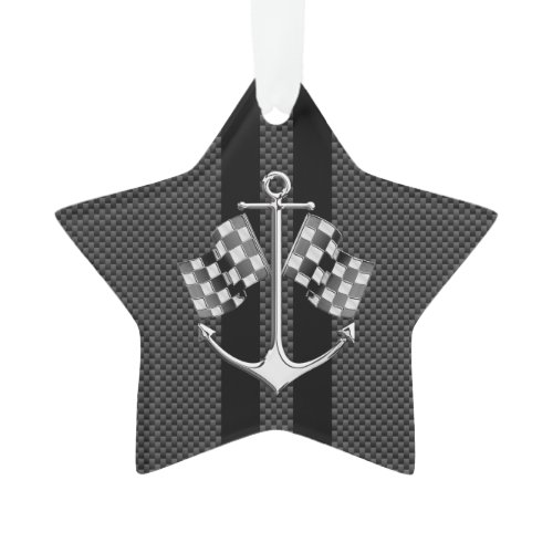 Boat Racing Nautical in Black Carbon Fiber Style Ornament