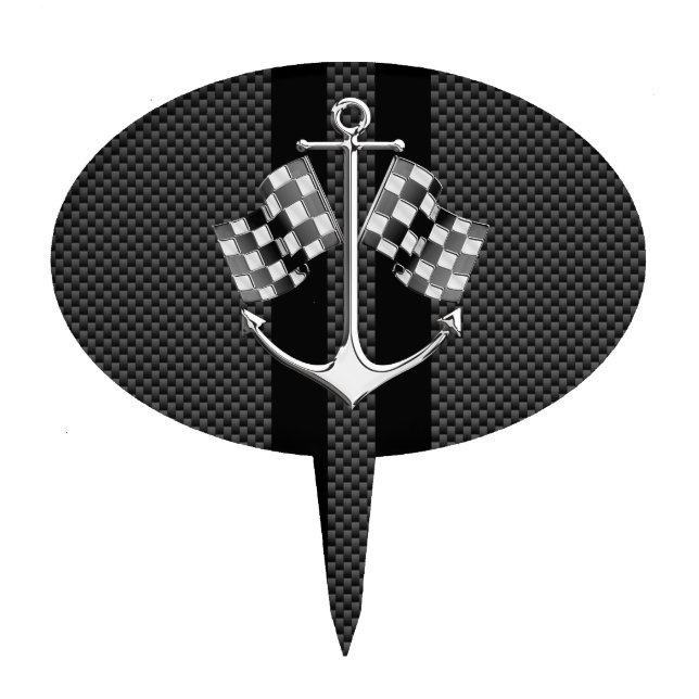Boat Racing Nautical in Carbon Fiber Decor Cake Topper (Front)