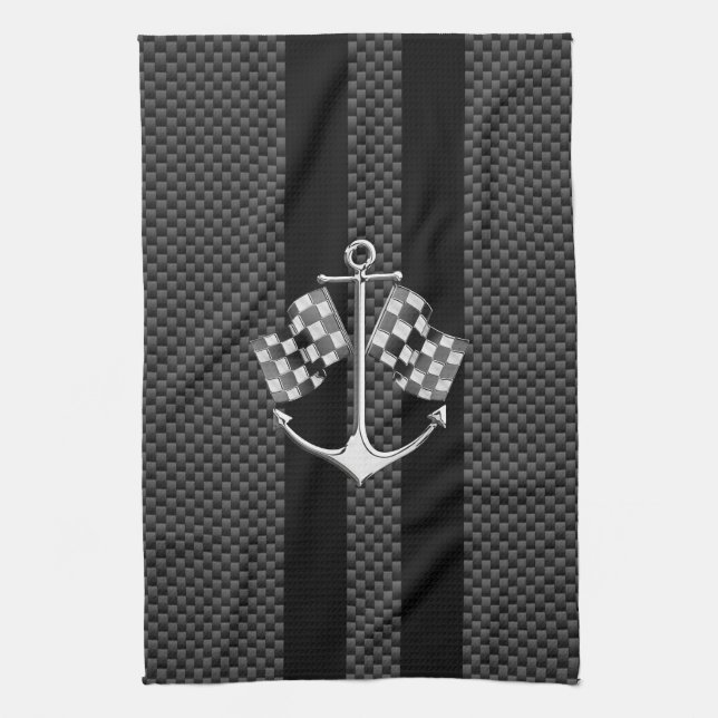 Boat Racing Nautical in Carbon Fiber Decor Towel (Vertical)