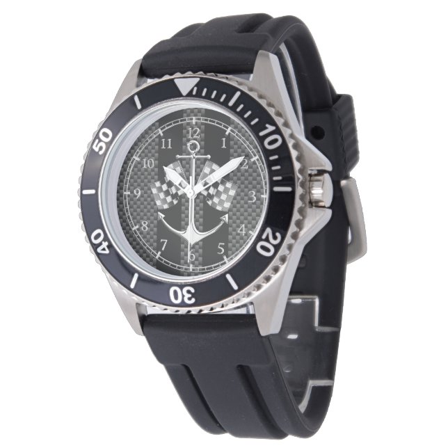 Boat Racing Nautical in Carbon Fiber Dial Watch (Angled)