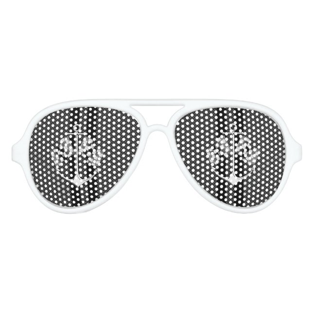 Boat Racing Nautical in Carbon Fiber Style Aviator Sunglasses (Front)