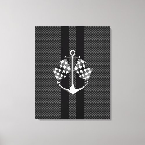 Boat Racing Nautical in Carbon Fiber Style Canvas Print