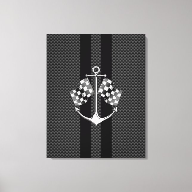 Boat Racing Nautical in Carbon Fiber Style Canvas Print (Front)