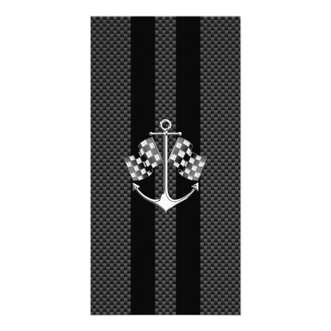 Boat Racing Nautical in Carbon Fiber Style Card (Front)
