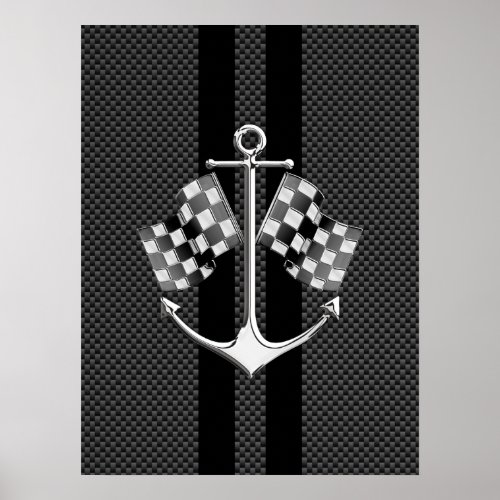 Boat Racing Nautical in Carbon Fiber Style Decor