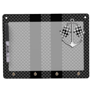 Boat Racing Nautical in Carbon Fiber Style Decor Dry Erase Board With Keychain Holder