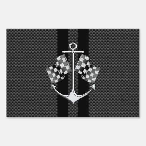 Boat Racing Nautical in Carbon Fiber Style Decor Sign