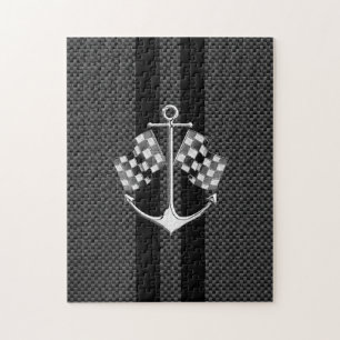 Boat Racing Nautical in Carbon Fiber Style Jigsaw Puzzle