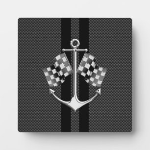 Boat Racing Nautical in Carbon Fiber Style Plaque