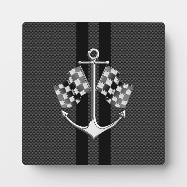 Boat Racing Nautical in Carbon Fiber Style Plaque (Front)