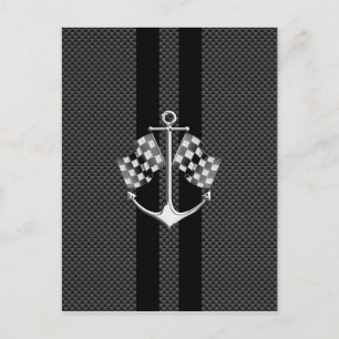Boat Racing Nautical in Carbon Fiber Style Postcard