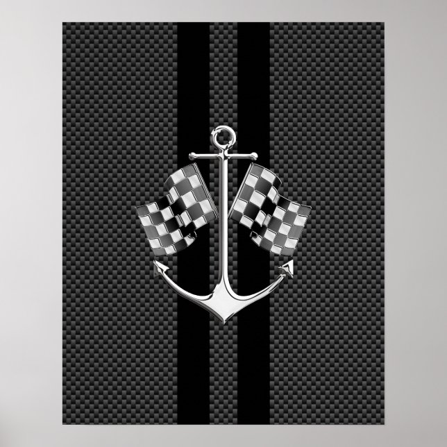 Boat Racing Nautical in Carbon Fiber Style Poster (Front)