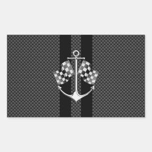 Boat Racing Nautical in Carbon Fiber Style Rectangular Sticker