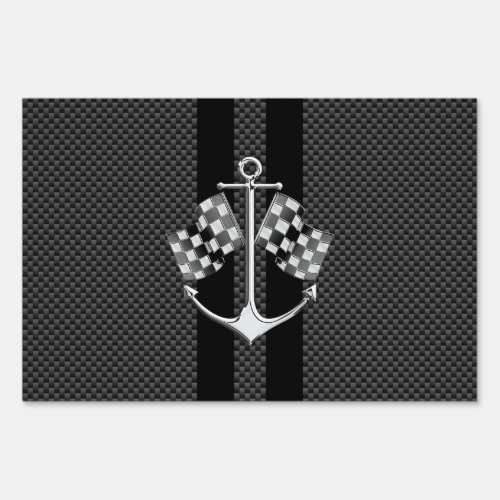 Boat Racing Nautical in Carbon Fiber Style Yard Sign