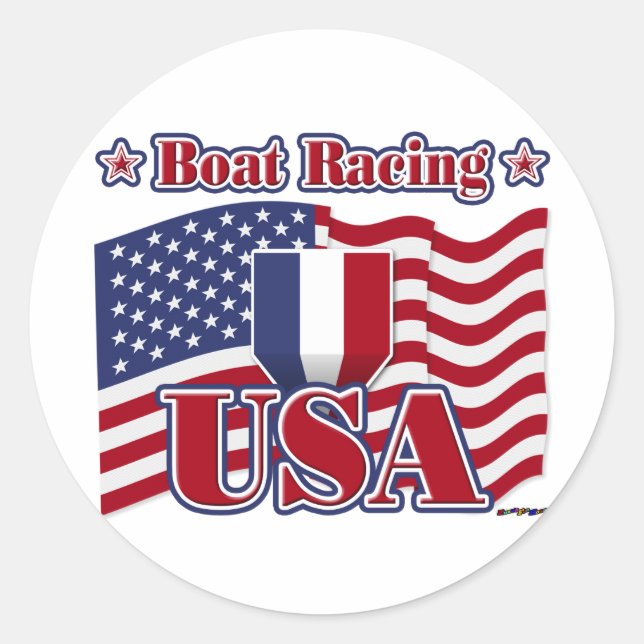 Boat Racing USA Classic Round Sticker (Front)