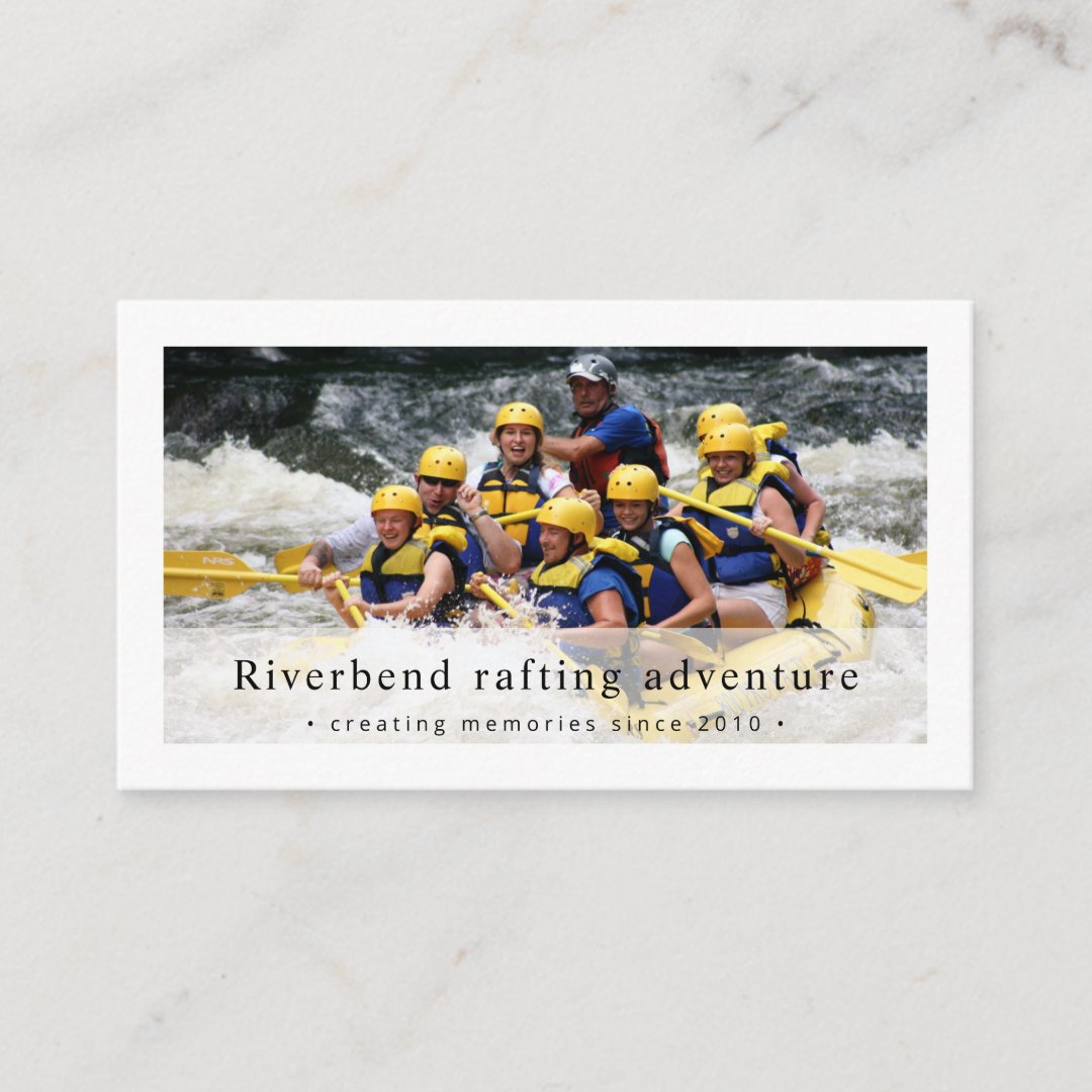 Boat rafting adventure photo business card | Zazzle