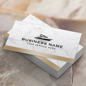 Boat Rental & Sales Modern Gold Border Marble Business Card