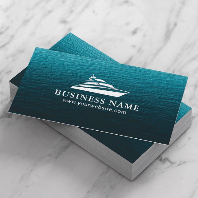 Boat Rentals Sales Maintenance Service Ocean Blue Business Card (Creator Uploaded)