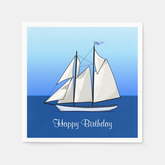 Boat Sailboat Birthday Nautical Sailing Party Blue Napkins (Front)