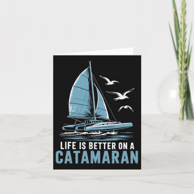 Boat Sailing Boating Sailor Catamaran Sailing  Card (Front)