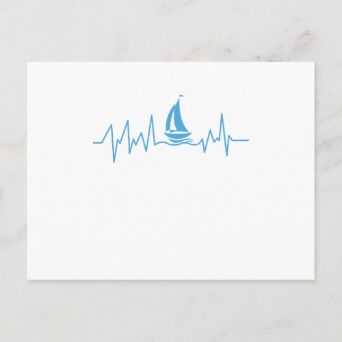 Boat Sailing Gift Heartbeat Funny Sailboat Postcard