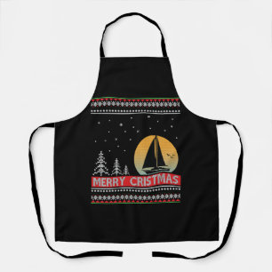 Boat Sailor Sailing Ugly Christmas Sailing Gift Apron