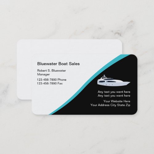 Boat Sales Sleek Modern Design Business Card