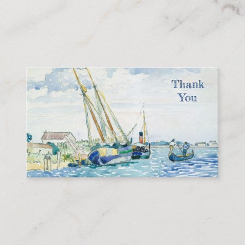 Boat Scene Watercolor Thank You Business Card
