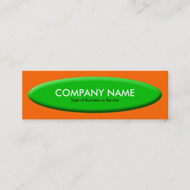 Boat Shape III - Green on Orange Mini Business Card (Front)
