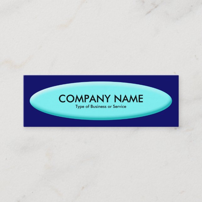 Boat Shape III - Pale Cyan on Navy Mini Business Card (Front)