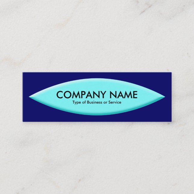 Boat Shape - Pale Cyan on Navy Mini Business Card (Front)
