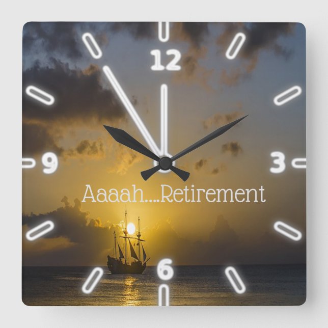 Boat, Sunset, Sea Square Wall Clock (Front)