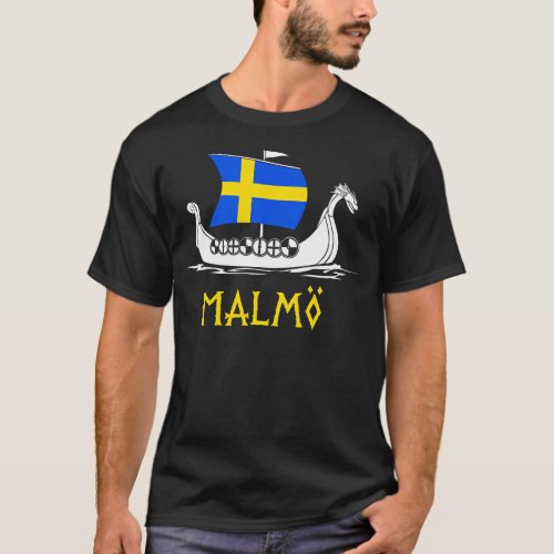 Boat Swedish Flag Sweden Viking Ship Malm T_Shirt