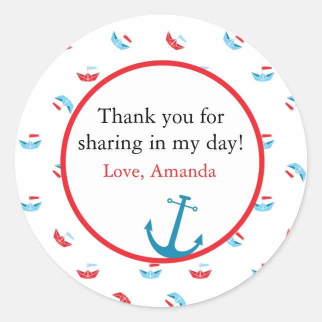Boat Theme Favor Sticker (Front)