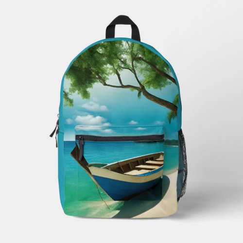Boat Tropical Sandy Beach Blue Sea Sky Backpack