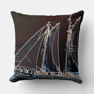 Boat under sail throw pillow
